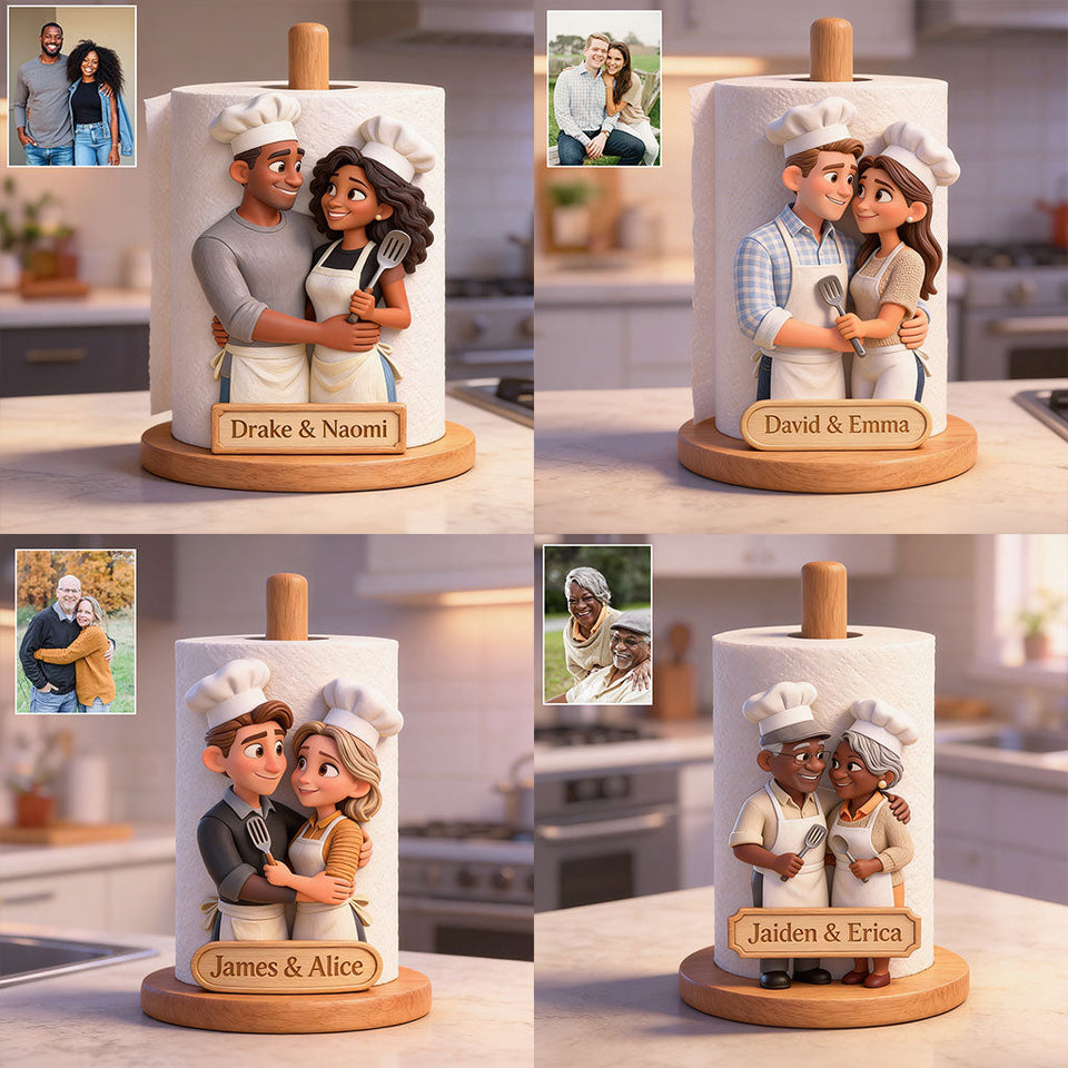 Custom Any Photo Our Kitchen - Personalized Couple Paper Towel Stand