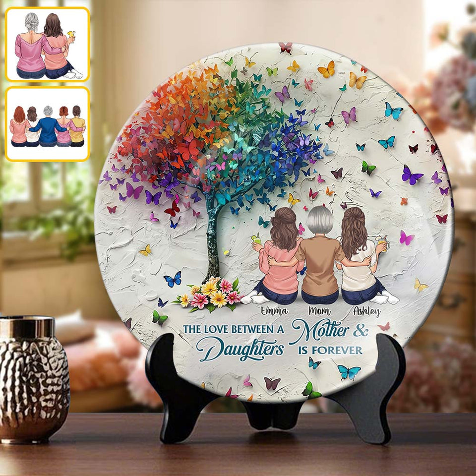 Mère et fille liées à jamais - Assiette ronde en céramique personnalisée pour maman