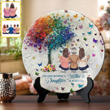 Mère et fille liées à jamais - Assiette ronde en céramique personnalisée pour maman