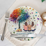 Mère et fille liées à jamais - Assiette ronde en céramique personnalisée pour maman
