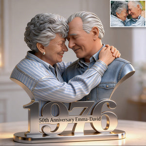 Personalized Black Couple 5th Anniversary Custom Shaped Acrylic Plaque - Custom 2021 Wood Milestone Gift for Husband, Wife Table Decor