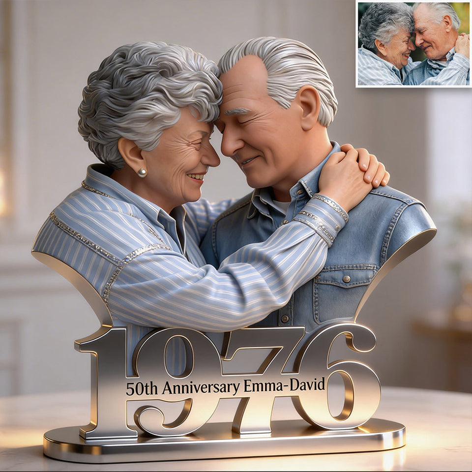 Personalized Black Couple 5th Anniversary Custom Shaped Acrylic Plaque - Custom 2021 Wood Milestone Gift for Husband, Wife Table Decor