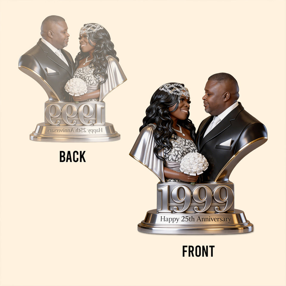 Personalized Black Couple 5th Anniversary Custom Shaped Acrylic Plaque - Custom 2021 Wood Milestone Gift for Husband, Wife Table Decor