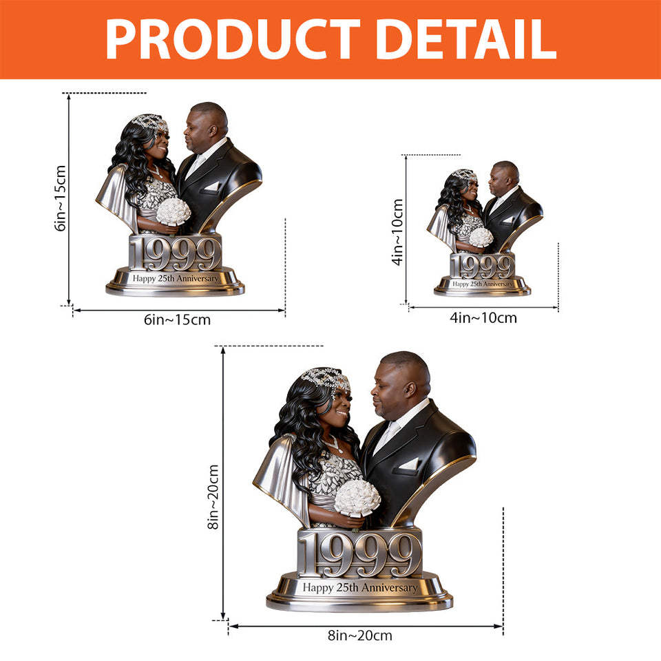 Personalized Black Couple 5th Anniversary Custom Shaped Acrylic Plaque - Custom 2021 Wood Milestone Gift for Husband, Wife Table Decor