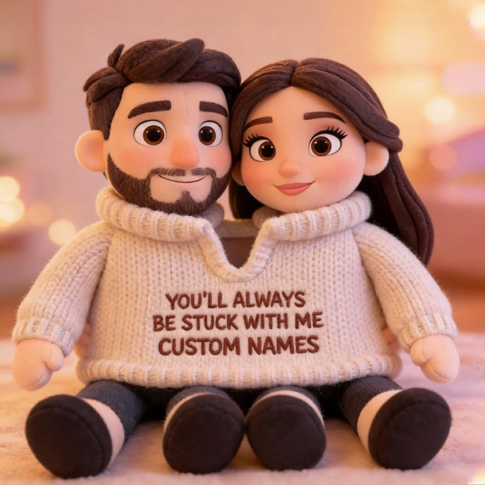 Personalized Older Latino Couple Pixar Style Custom Shaped Faux Fur Pillow - Cute Cartoon Hispanic Anniversary Gift Bed Decor