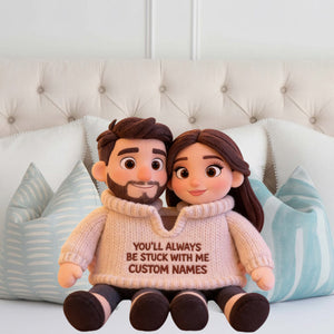 Personalized Older Latino Couple Pixar Style Custom Shaped Faux Fur Pillow - Cute Cartoon Hispanic Anniversary Gift Bed Decor