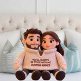 Personalized Older Latino Couple Pixar Style Custom Shaped Faux Fur Pillow - Cute Cartoon Hispanic Anniversary Gift Bed Decor