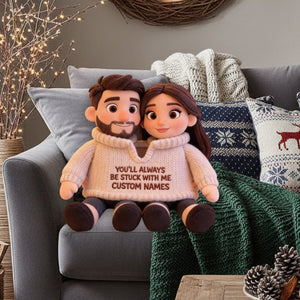 Personalized Older Latino Couple Pixar Style Custom Shaped Faux Fur Pillow - Cute Cartoon Hispanic Anniversary Gift Bed Decor