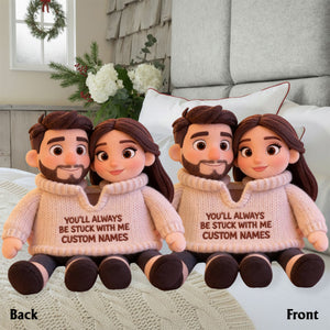 Personalized Latino Couple Pixar Style Custom Shaped Faux Fur Pillow - Cute Cartoon Hispanic Anniversary Gift Couch Cushion Bed Decor