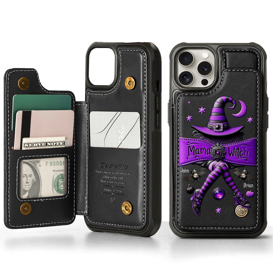 Halloween Gift For Grandma, Mama Witch - Personalized Mother Wallet Phone Case