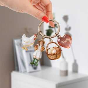 Custom Any Photo - Personalized Chicken Premium Keychain With Charms