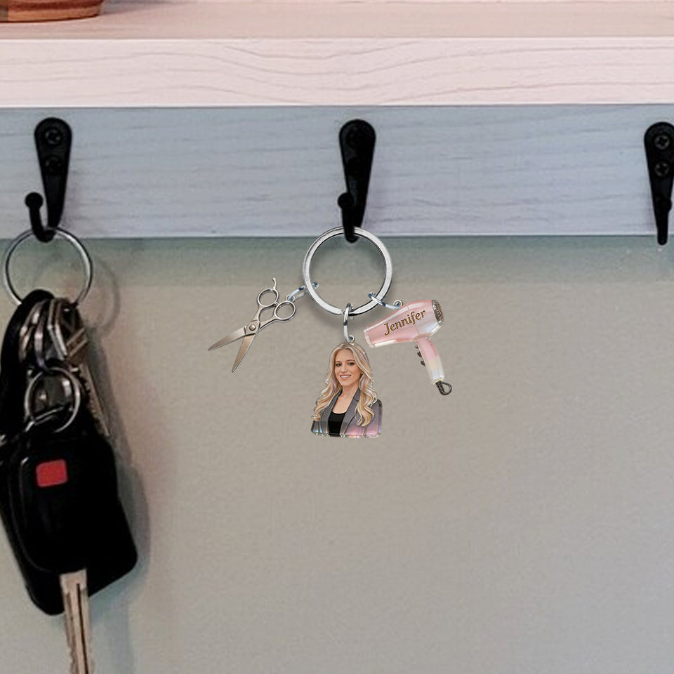 Proud Hairdresser - Personalized Hairdresser Keychain With Charms