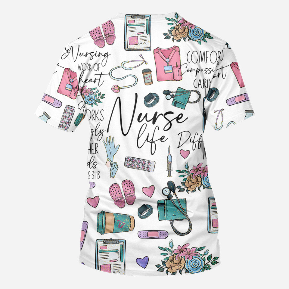 Nursing Is A Work Of Heart - Personalized Nurse All Over Shirt