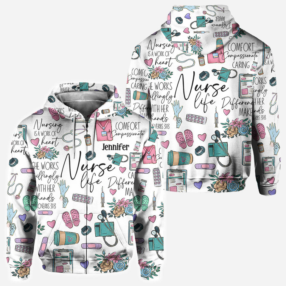 Nursing Is A Work Of Heart - Personalized Nurse All Over Shirt