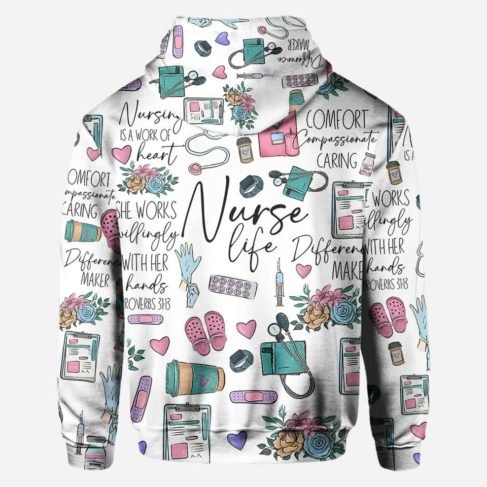 Nursing Is A Work Of Heart - Personalized Nurse All Over Shirt