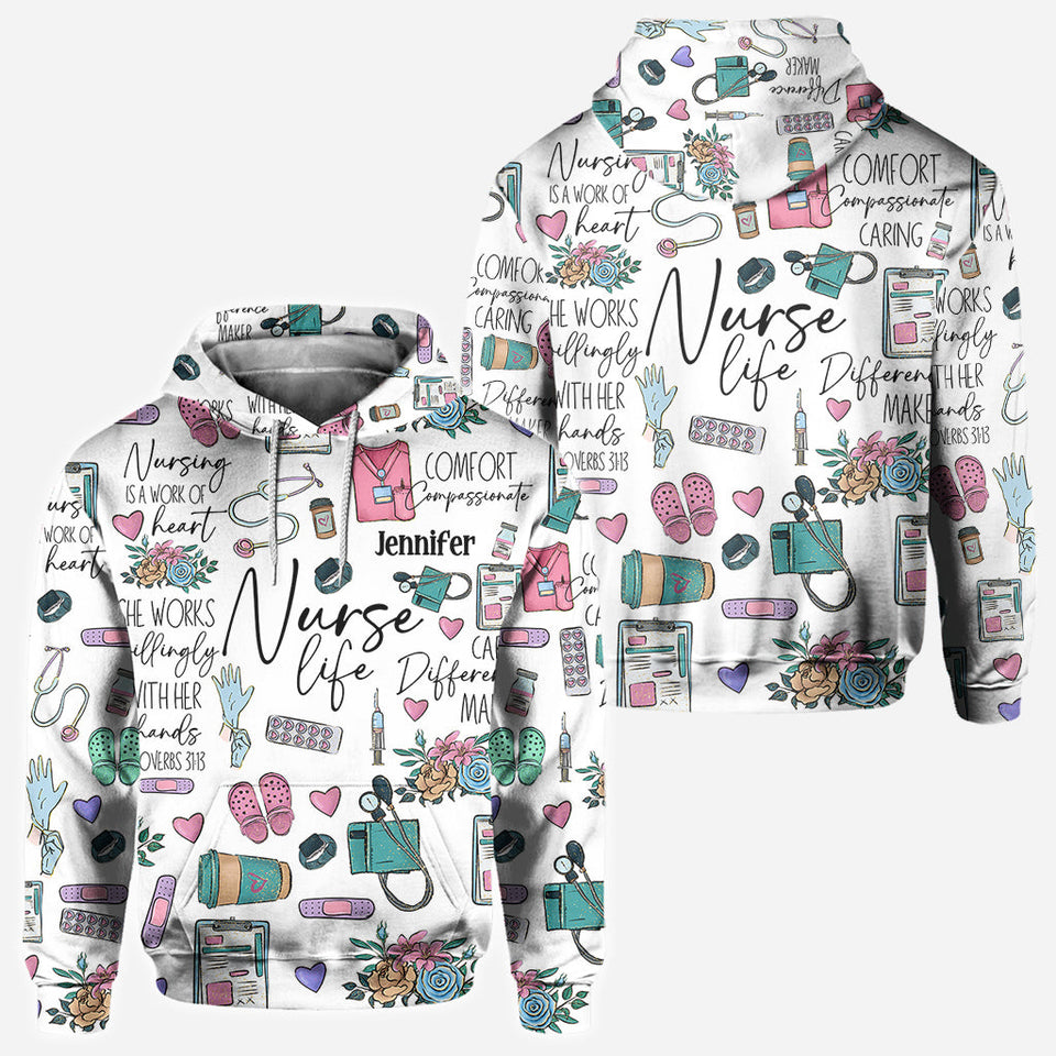 Nursing Is A Work Of Heart - Personalized Nurse All Over Shirt