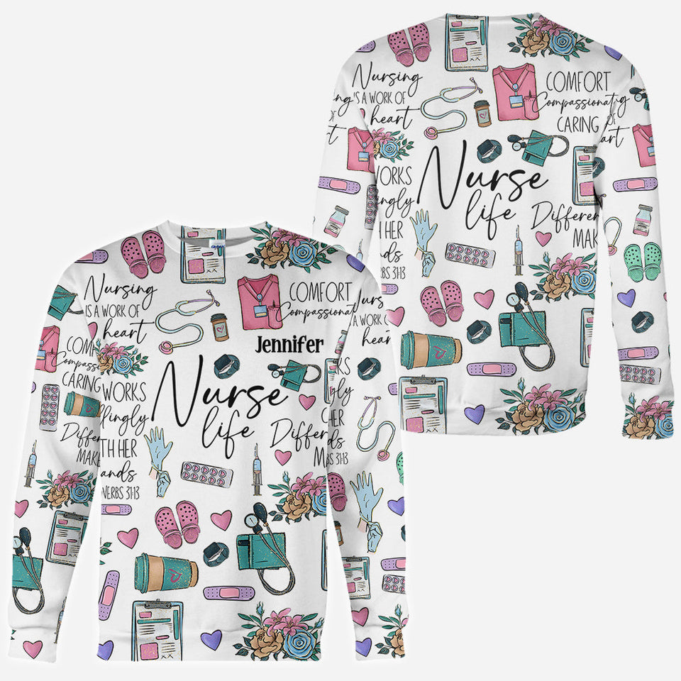 Nursing Is A Work Of Heart - Personalized Nurse All Over Shirt