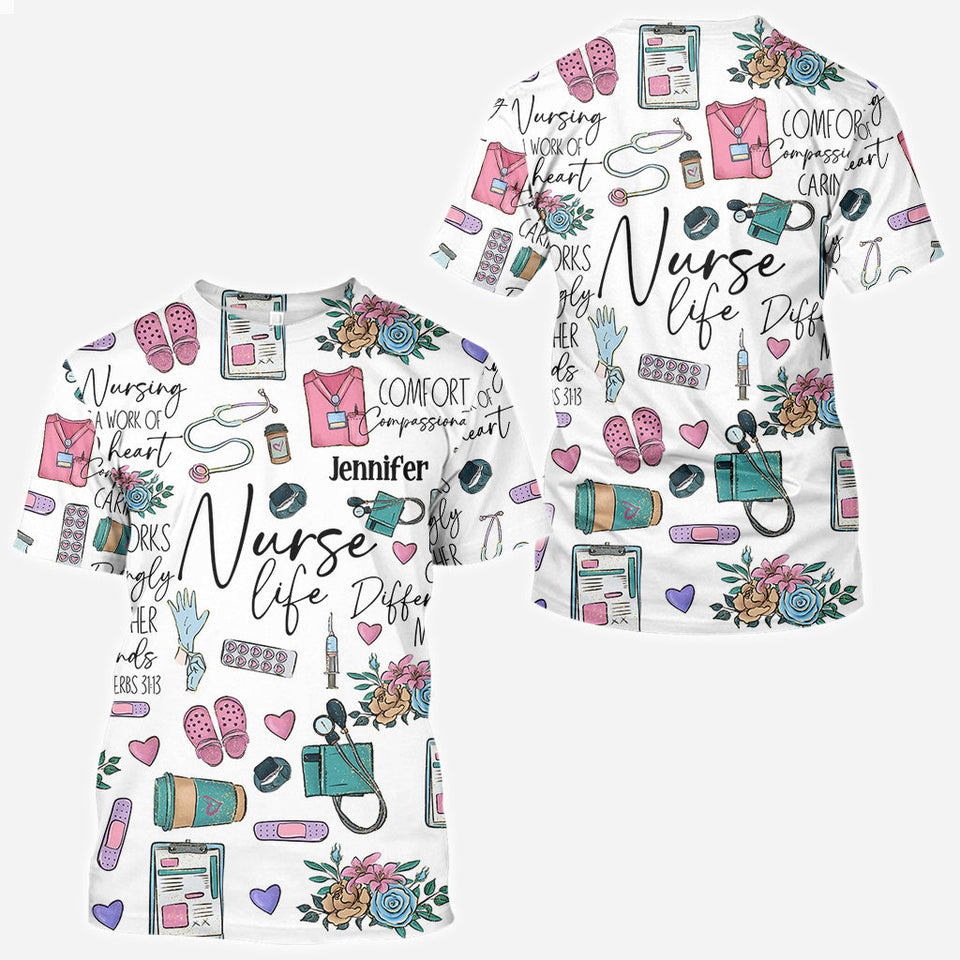 Nursing Is A Work Of Heart - Personalized Nurse All Over Shirt