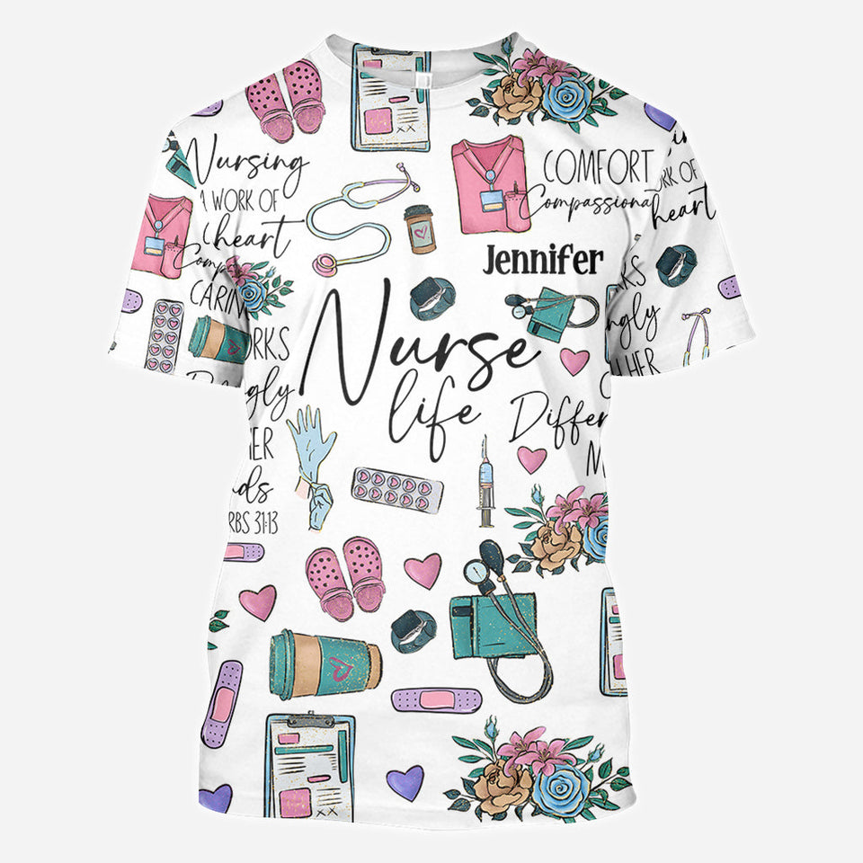 Nursing Is A Work Of Heart - Personalized Nurse All Over Shirt