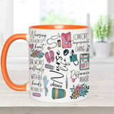 Nursing Is A Work Of Heart - Personalized Nurse Accent Mug