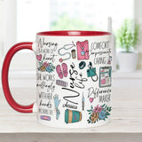 Nursing Is A Work Of Heart - Personalized Nurse Accent Mug