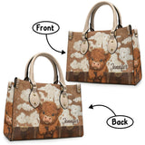 Cute Highland Cow - Personalized Highland Cow Leather Handbag