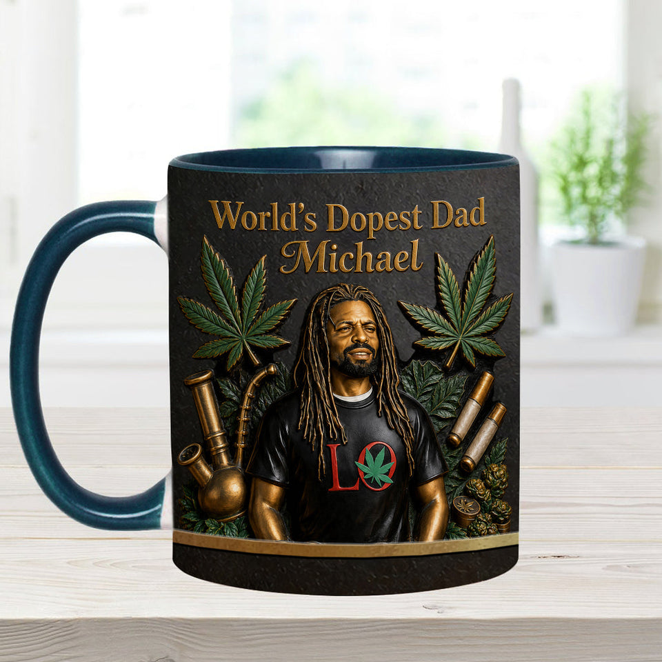 World's Dopest Dad - Personalized Weed Accent Mug & Coaster