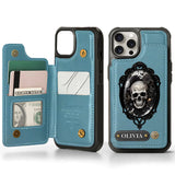 Gothic Floral Skull - Personalized Skull Wallet Phone Case