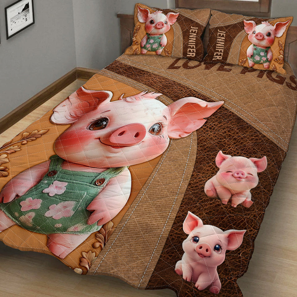 Cute Pig - Personalized Pig Lover Quilt Set