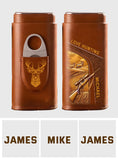 Love Hunting Gift For Dad Grandpa Husband - Personalized Hunting Leather Cigar Humidor Case