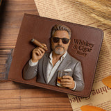 Whiskey & Cigar - Personalized Whisky Leather Wallet