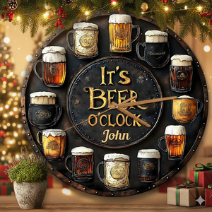 Christmas Beer O’Clock – Personalized Wall Clock Gift for Beer Lovers