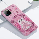 Coque de téléphone personnalisée avec un adorable fantôme et un message de sensibilisation au cancer du sein - Coque de téléphone imprimée intégralement pour la sensibilisation au cancer du sein