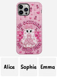 Coque de téléphone personnalisée avec un adorable fantôme et un message de sensibilisation au cancer du sein - Coque de téléphone imprimée intégralement pour la sensibilisation au cancer du sein