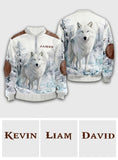 Winter Wolf - Personalized Wolf Men Zip-Up Sweatshirt