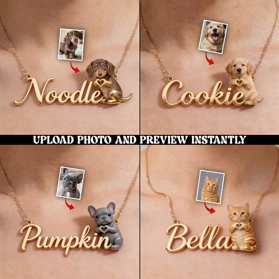 Custom Any Photo - Personalized Dog Shaped Metal Pendant Necklace