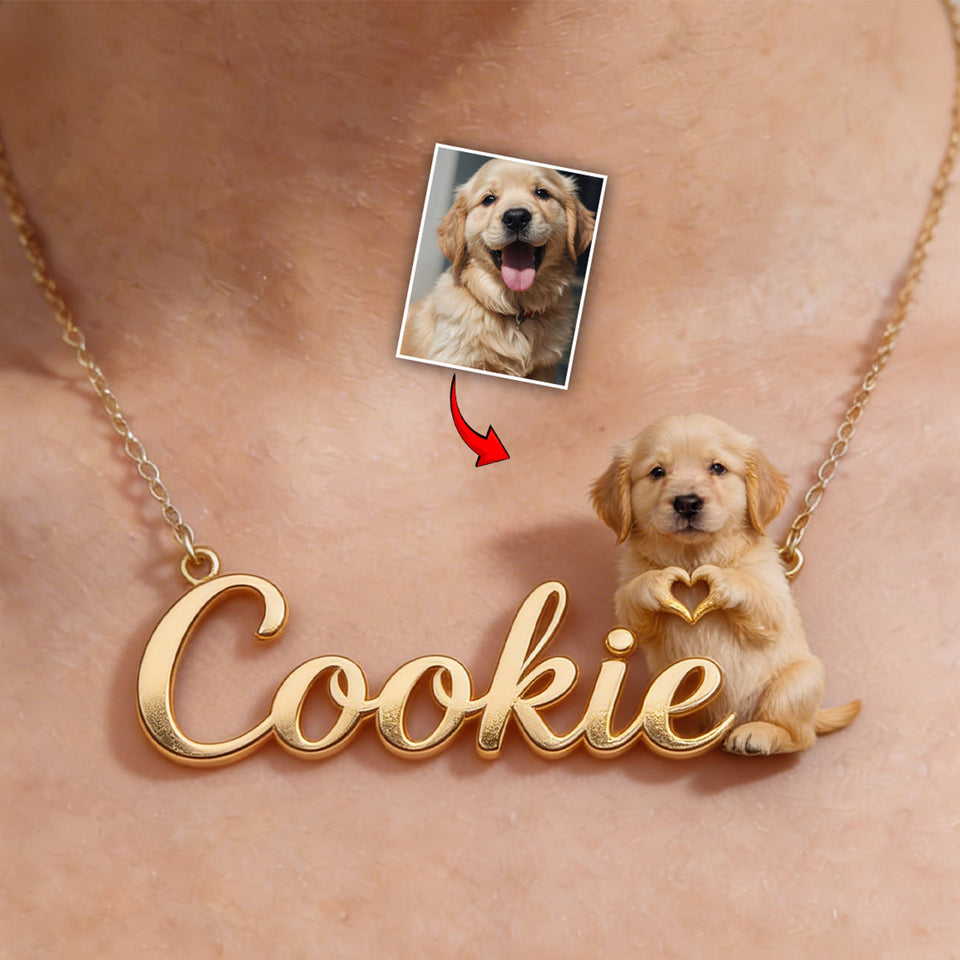 Custom Any Photo - Personalized Dog Shaped Metal Pendant Necklace