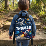 Back To School Gift, Astronaut Theme - Personalized Kid Changeable Leather Patch Backpack