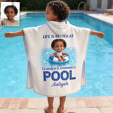 Life Is Better At The Pool - Personalized Kid Kid Hooded Towel Poncho