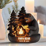 Papa Bear in Woodland - Personalized Father Shaped Light Box