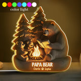 Papa Bear in Woodland - Personalized Father Shaped Light Box