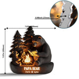Papa Bear in Woodland - Personalized Father Shaped Light Box