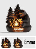 Papa Bear in Woodland - Personalized Father Shaped Light Box