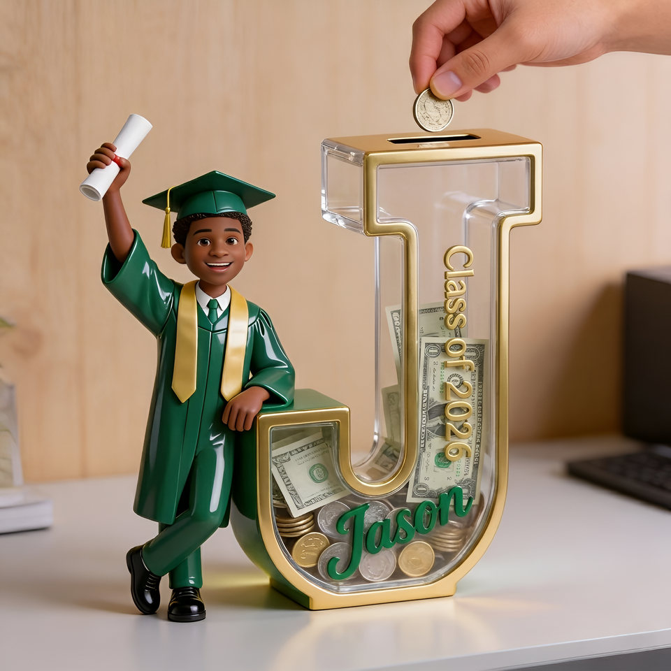 Saving For The Future - Personalized Graduation Wooden Piggy Bank