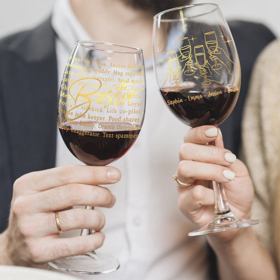 Bestie Partner In Crime - Personalized Bestie Wine Glass With Long Stem