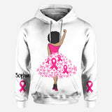 Black Woman Strength Pink Ribbon - Personalized Breast Cancer Awareness All Over Shirt