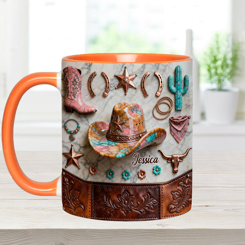 Strong Cowgirl - Personalized Cowgirl Accent Mug & Coaster