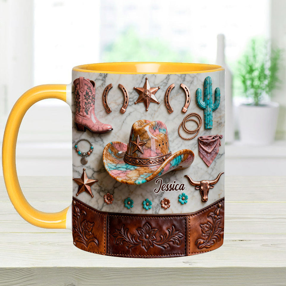 Strong Cowgirl - Personalized Cowgirl Accent Mug & Coaster