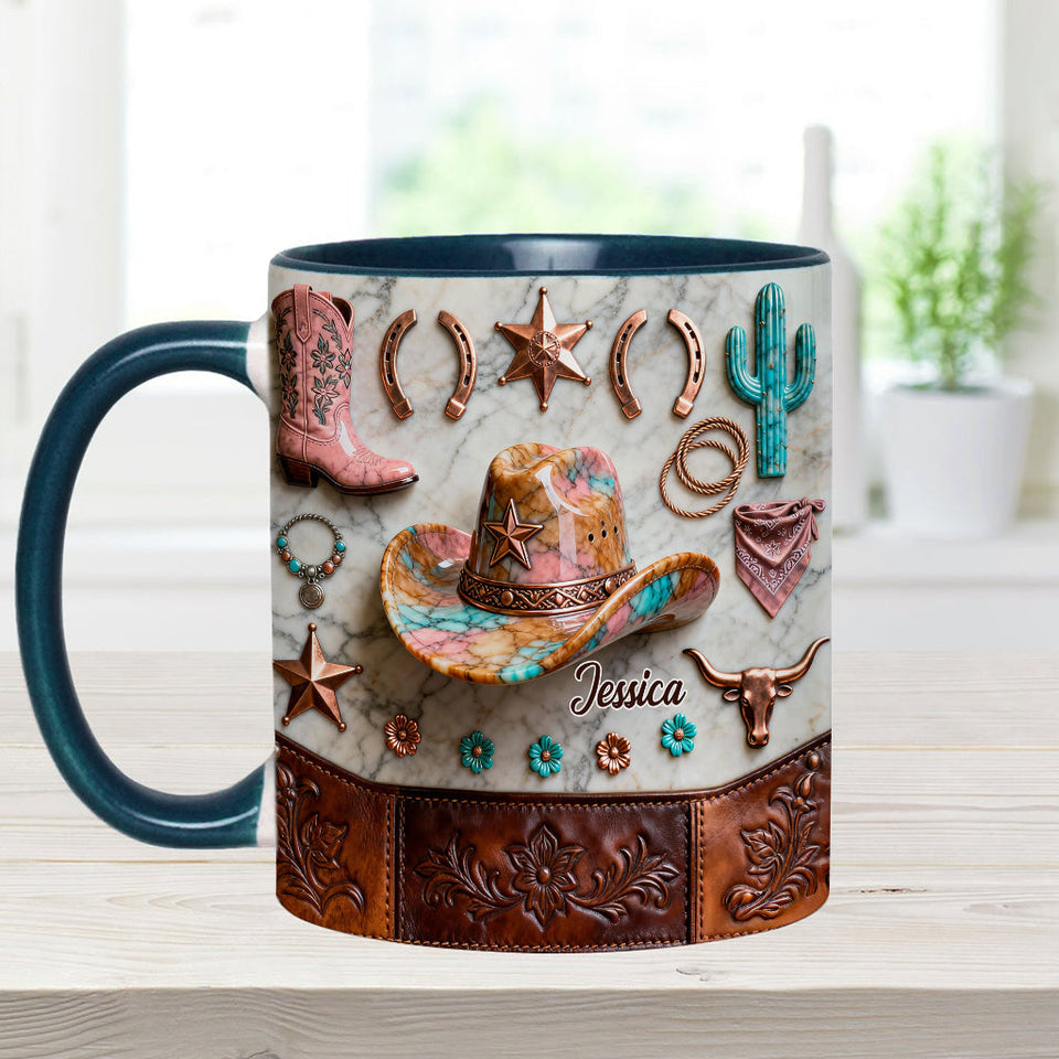 Strong Cowgirl - Personalized Cowgirl Accent Mug & Coaster