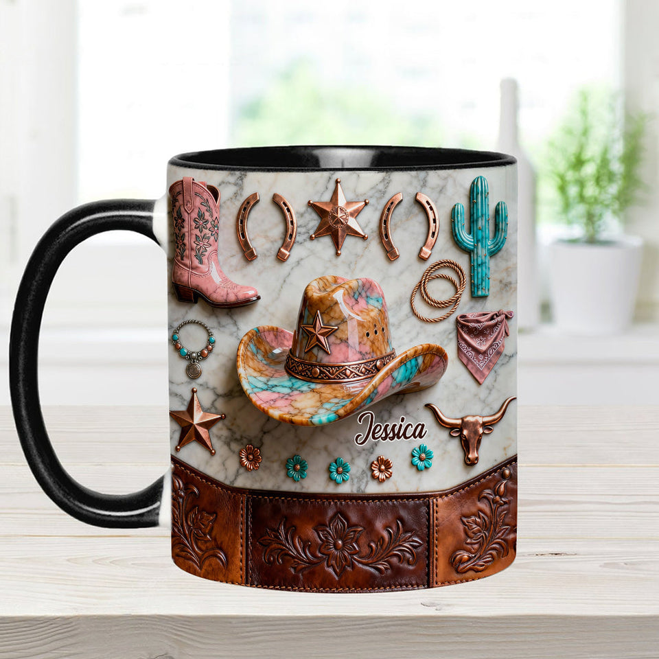 Strong Cowgirl - Personalized Cowgirl Accent Mug & Coaster